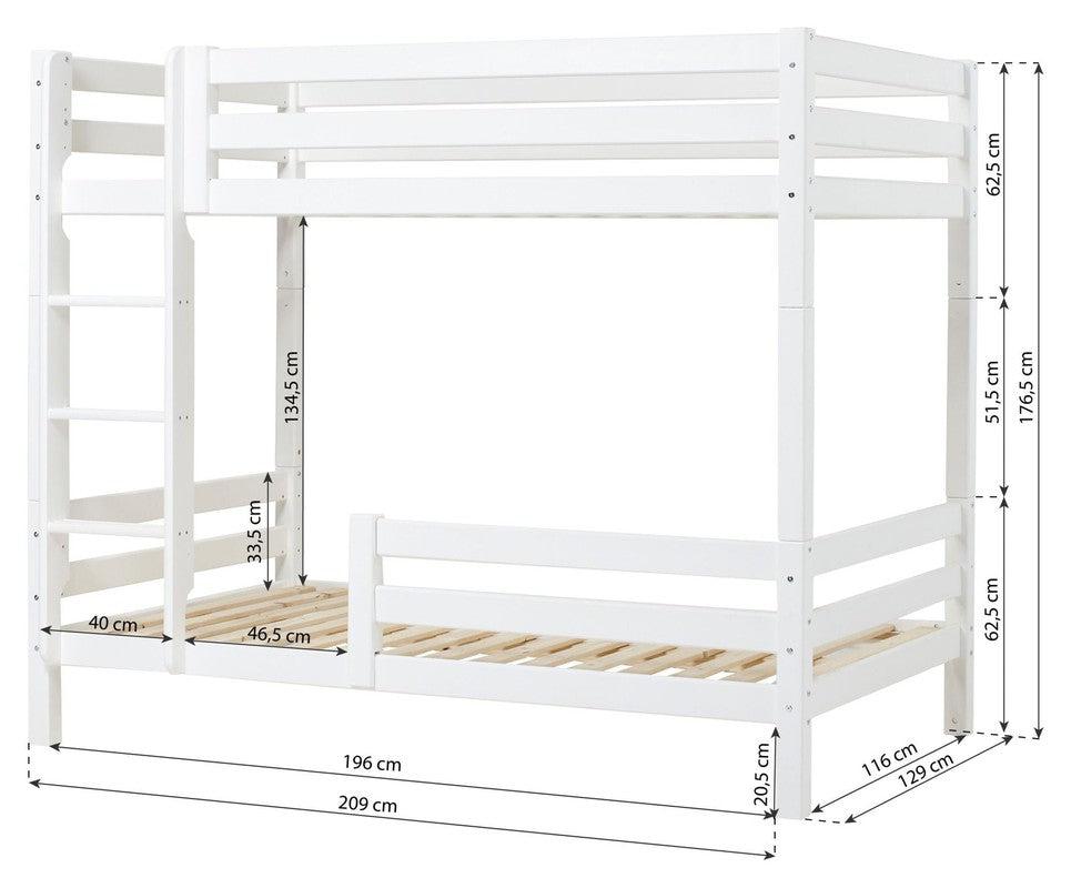 ECO Luxury Køjeseng m. to sengeheste 120x200, Hvid - Unoliving.com