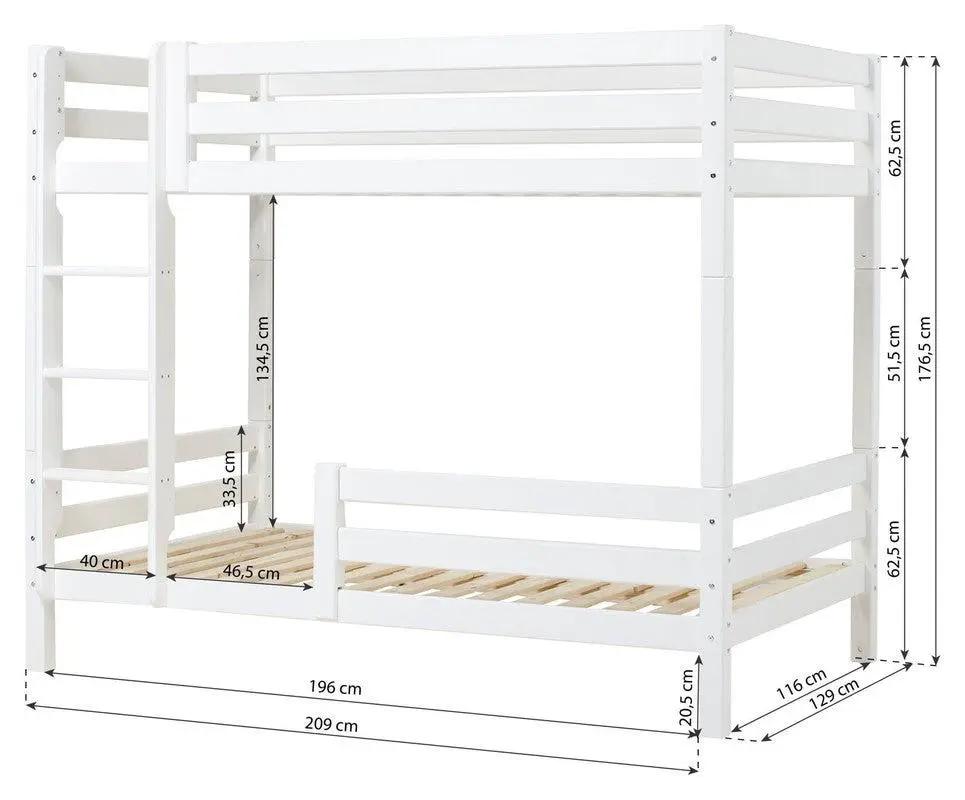 ECO Luxury Køjeseng m. to sengeheste 120x200, Hvid - Unoliving.com