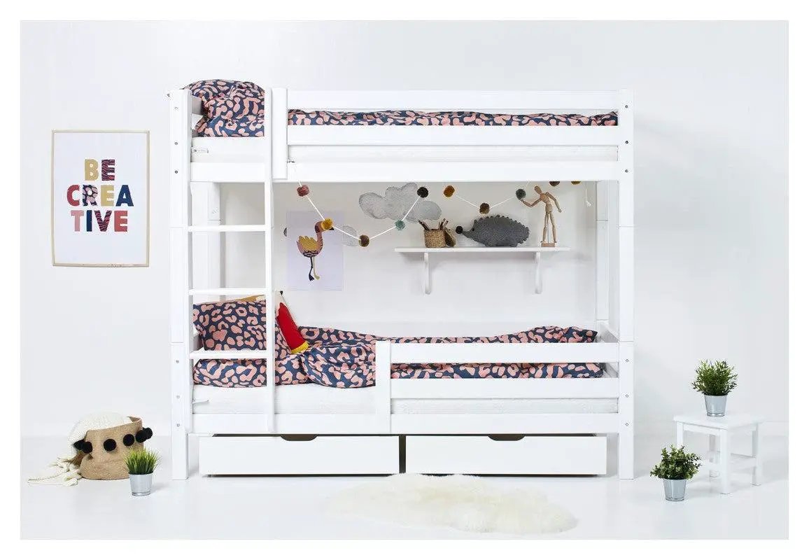 ECO Luxury Køjeseng m. to sengeheste 90x200, Hvid - Unoliving.com