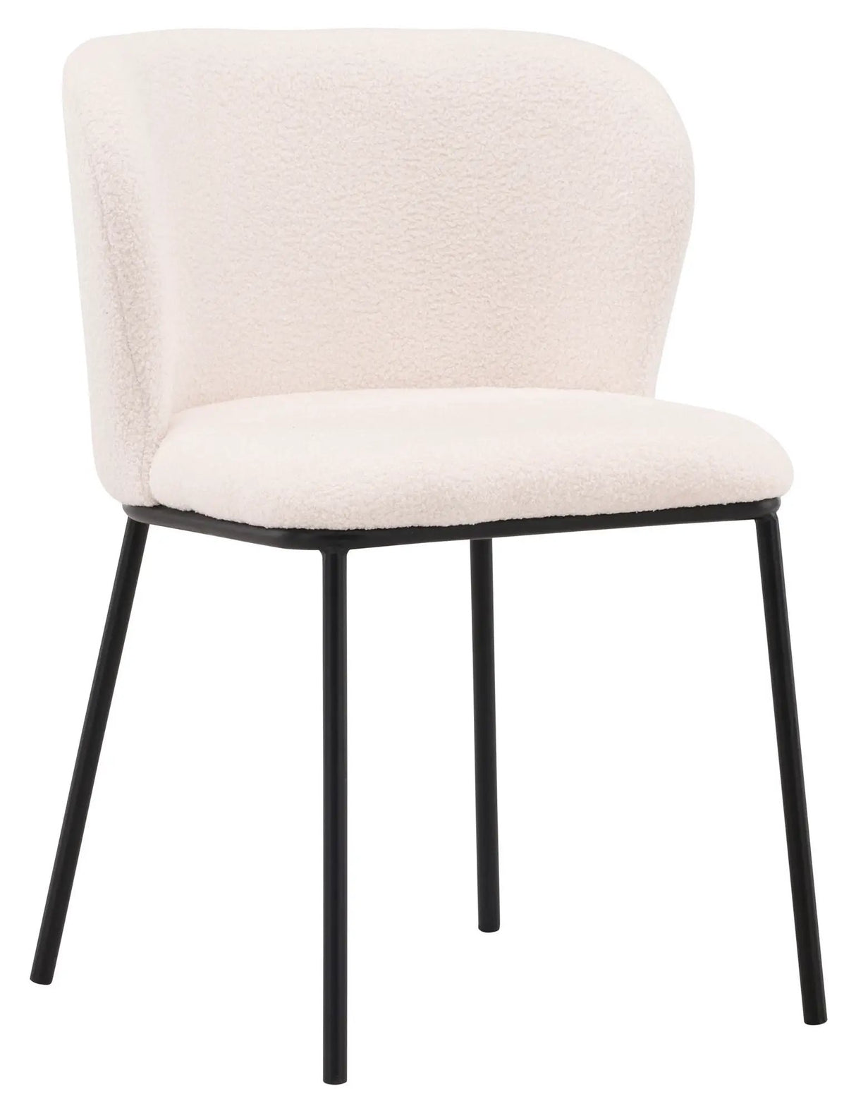 Edina Spisebordsstol, Sort, Hvid Bouclé