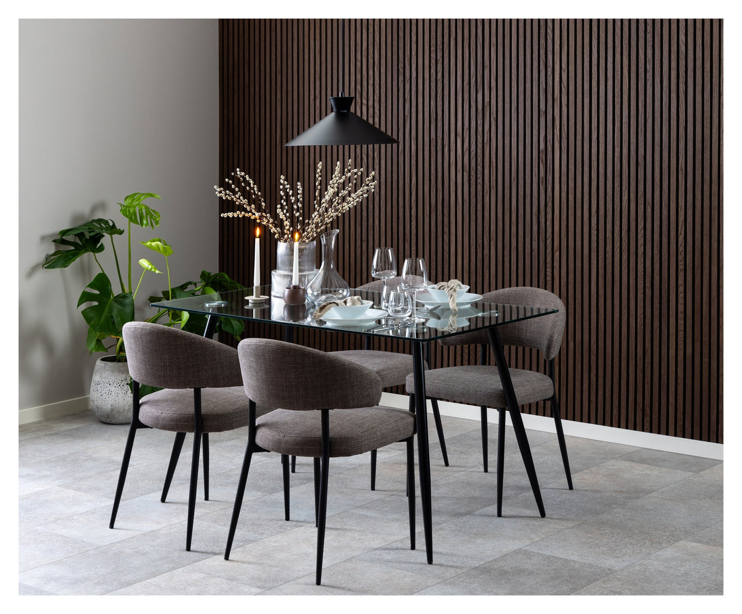 Edina, spisebordsstol - grå/brun - Unoliving.com
