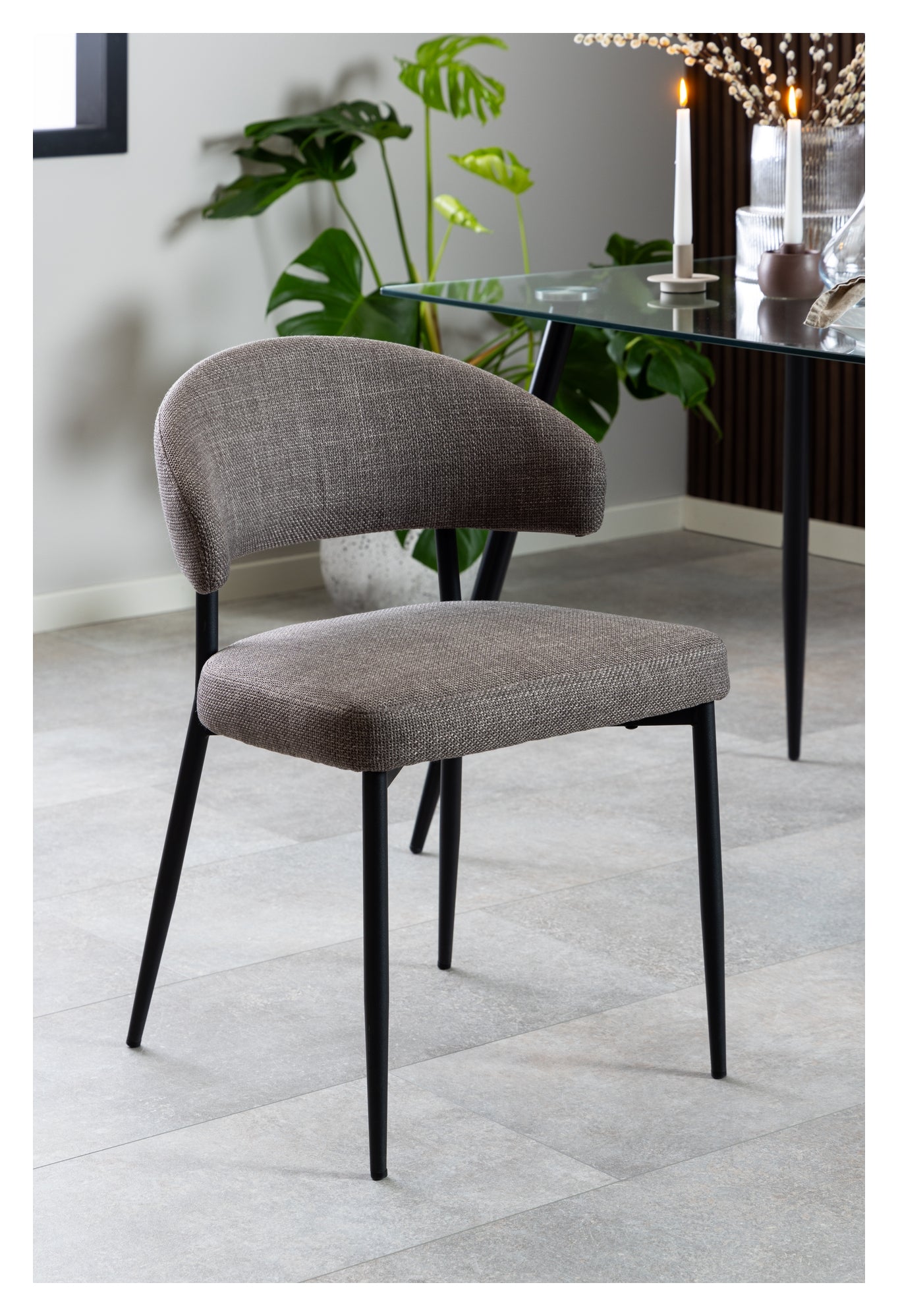 Edina, spisebordsstol - grå/brun - Unoliving.com