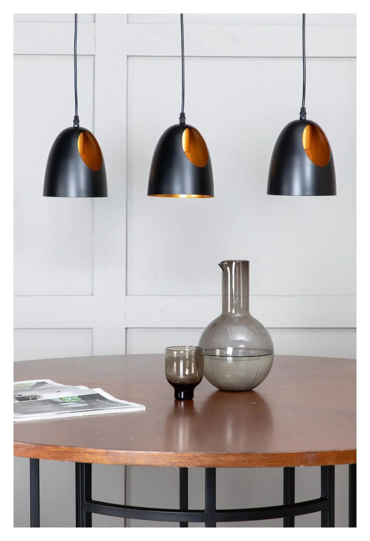 Elda Pendel L75xW16xH17, Sort/Kobber - Unoliving.com