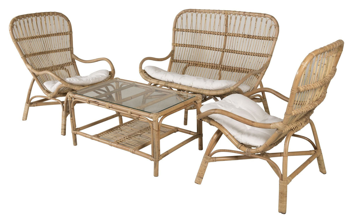 Ella Loungesæt, Rattan m. offwhite hynder