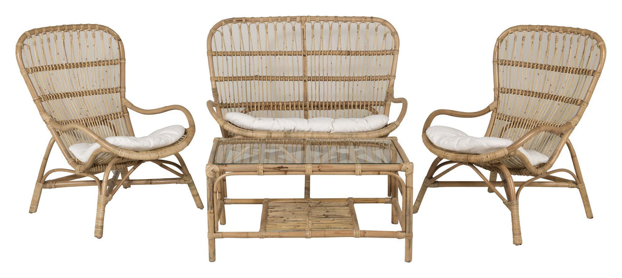 Ella Loungesæt, Rattan m. offwhite hynder