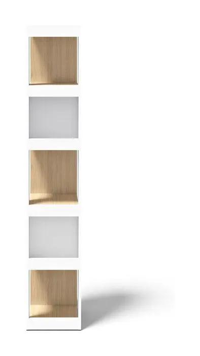 Ella Reol 40 High, Lys eg melamin/Hvid, 40x34x188 - Unoliving.com