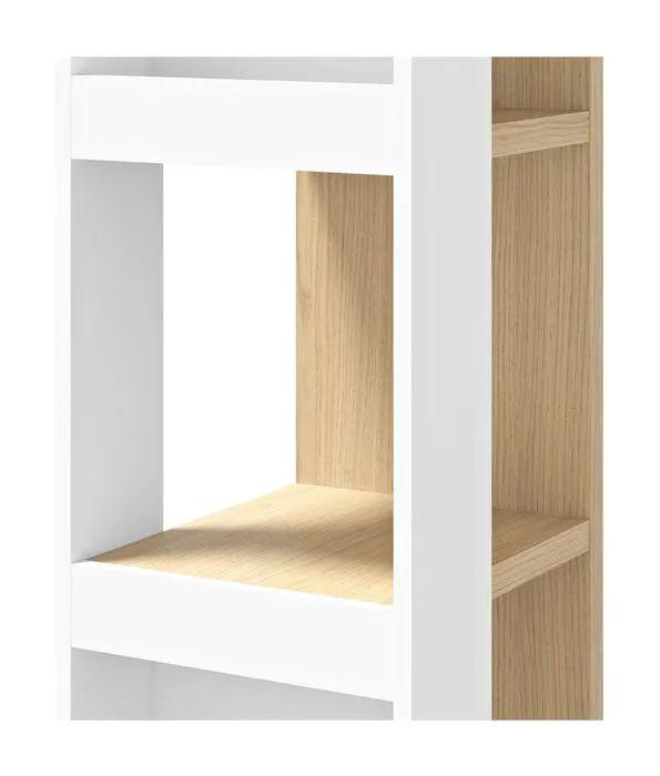 Ella Reol 40 High, Lys eg melamin/Hvid, 40x34x188 - Unoliving.com