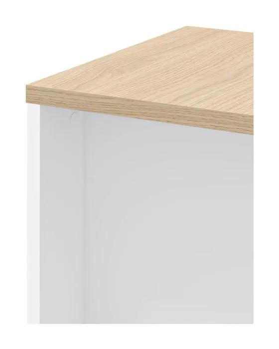 Ella Sidebord 40, Lys eg melamin/Hvid, 40x40x47 - Unoliving.com