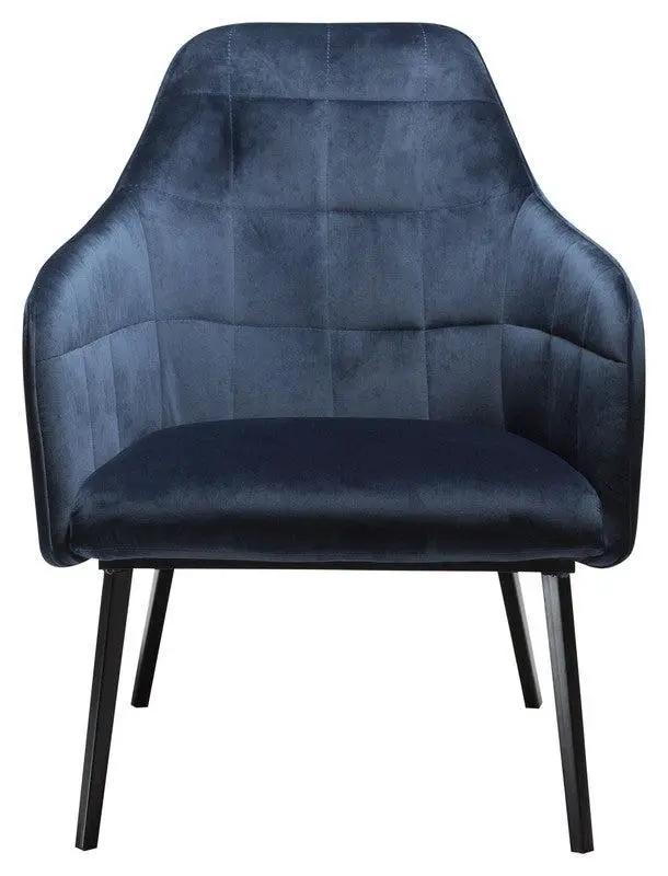 Embrace Loungestol, blå velourm. sort ben