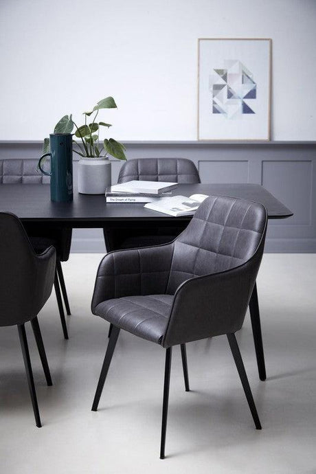 Embrace Spisebordsstol, vintage grå kunstlæder/ sorte ben - Unoliving.com