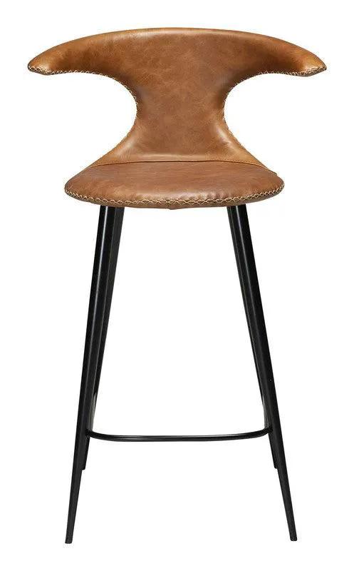 Flair counter stool, lysebrun læderm. sort ben