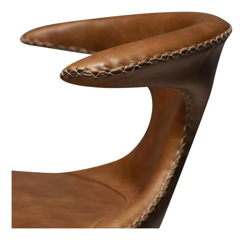 Flair counter stool, lysebrun læderm. sort ben