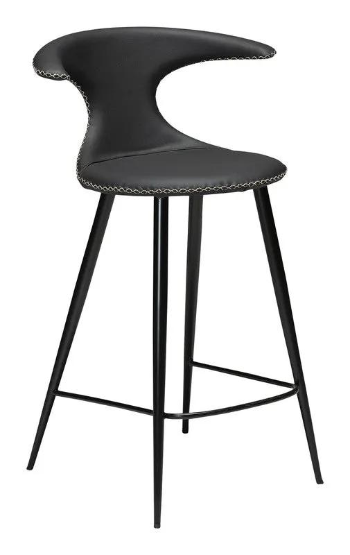Flair counter stool, sort læderm. sort ben
