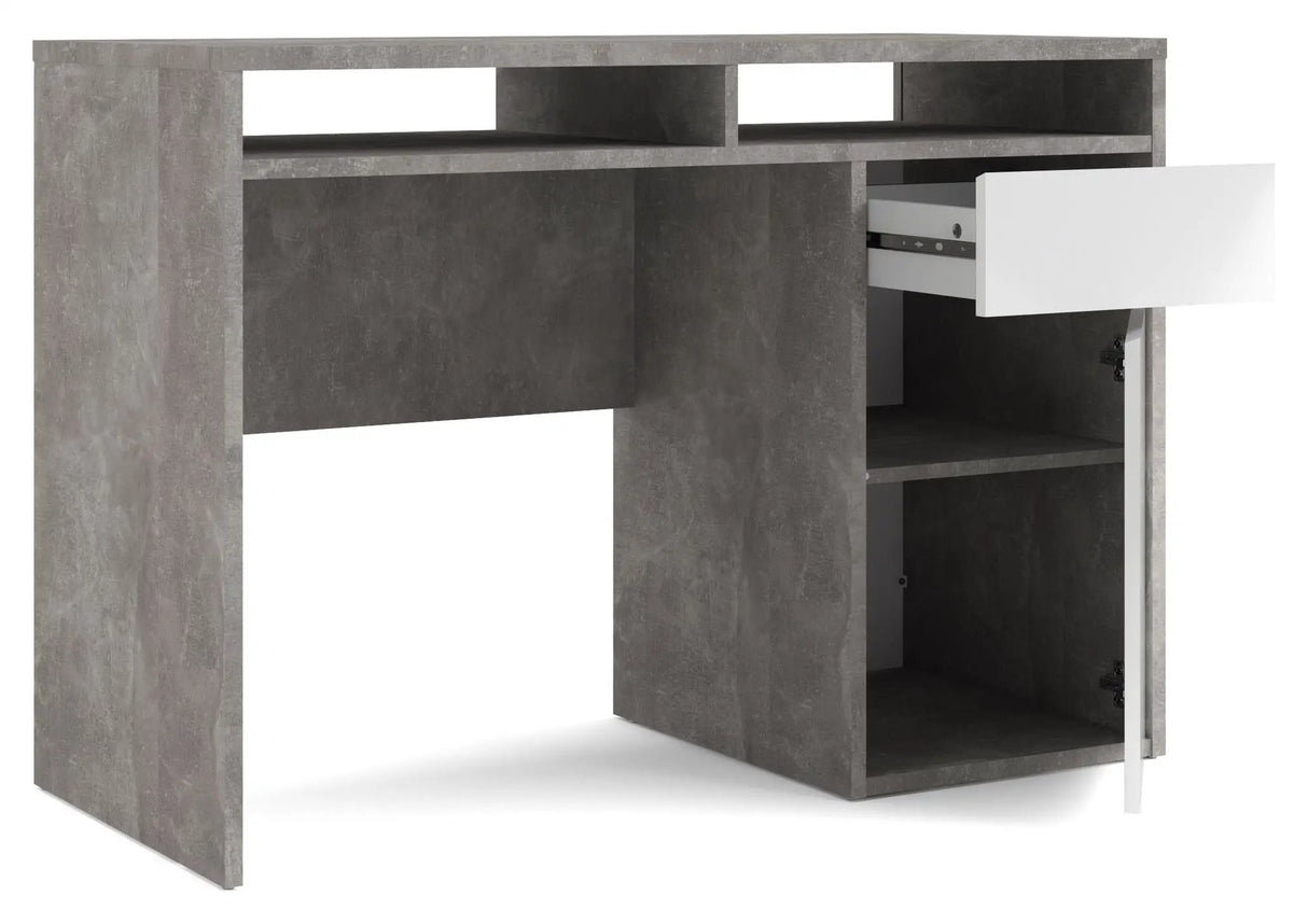 Function Plus Skrivebord 1 låge og skuffe, Oxid grå/Hvid