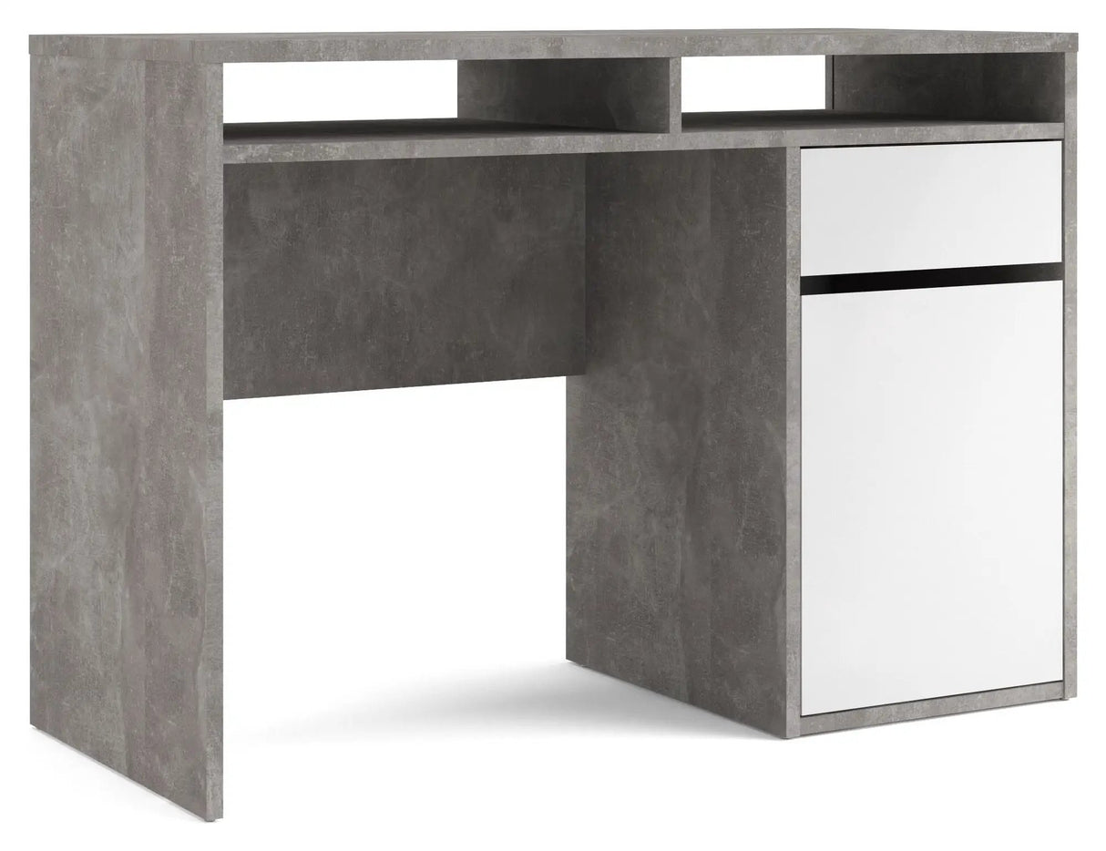Function Plus Skrivebord 1 låge og skuffe, Oxid grå/Hvid