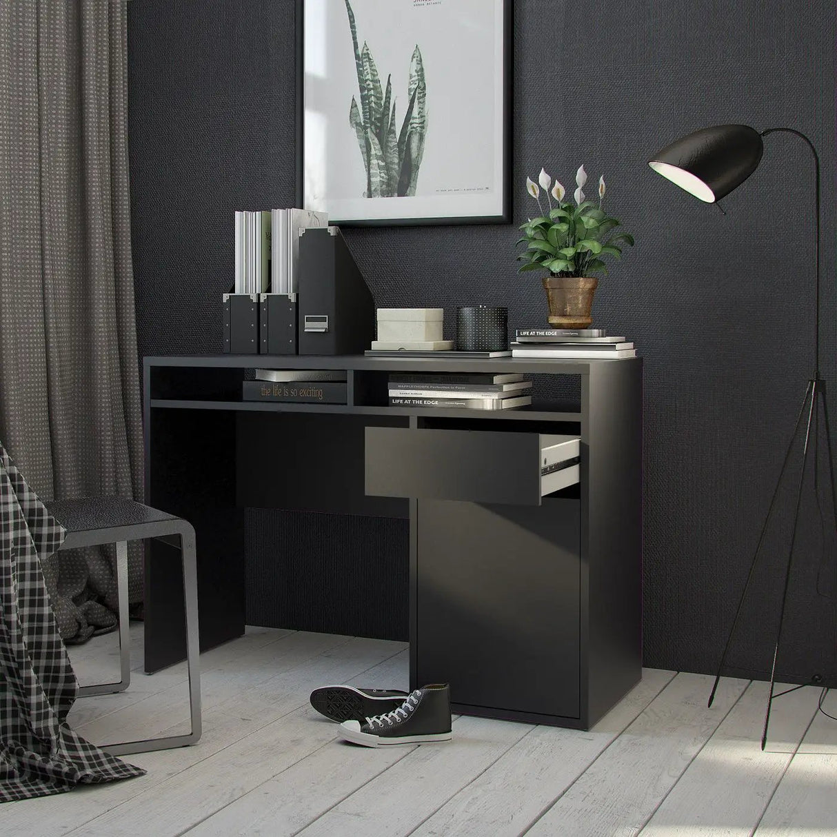 Function Plus Skrivebord m. 1 låge - Mat sort