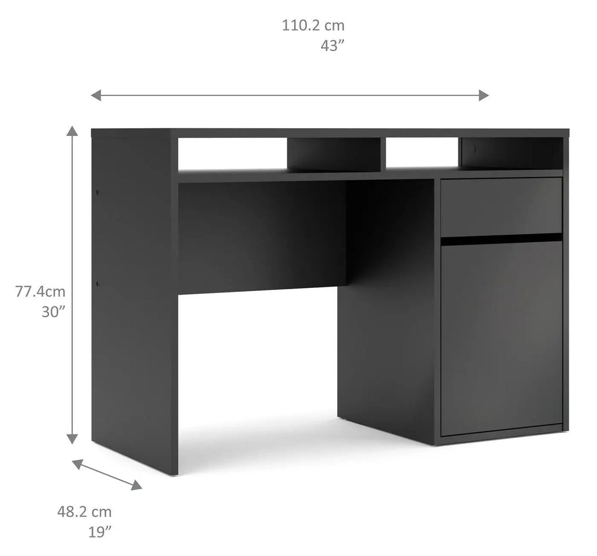 Function Plus Skrivebord m. 1 låge - Mat sort