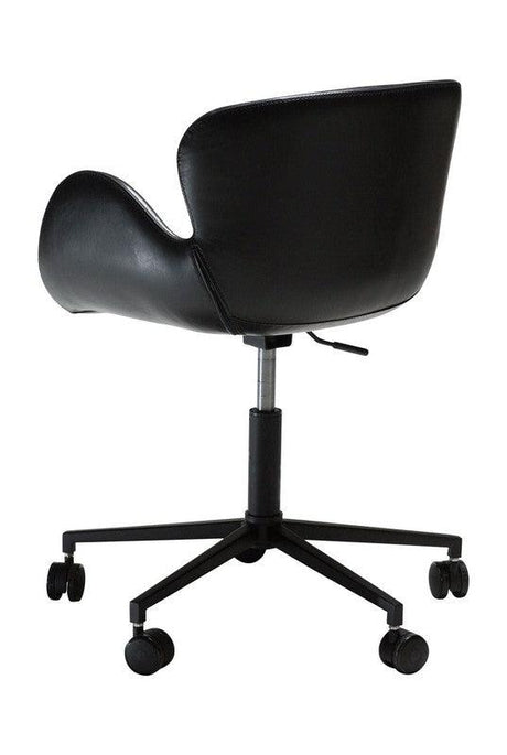 Gaia Kontorstol, vintage sort kunstlæder/Sorte ben - Unoliving.com