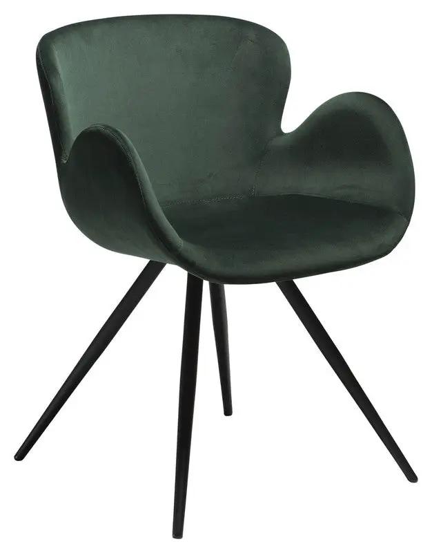 Gaia Spisebordsstol, emerald grøn velourm. sort ben