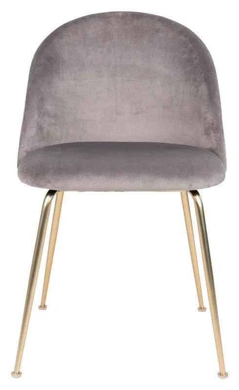 Geneve Spisebordsstol, gråt velour, messing look - Unoliving.com
