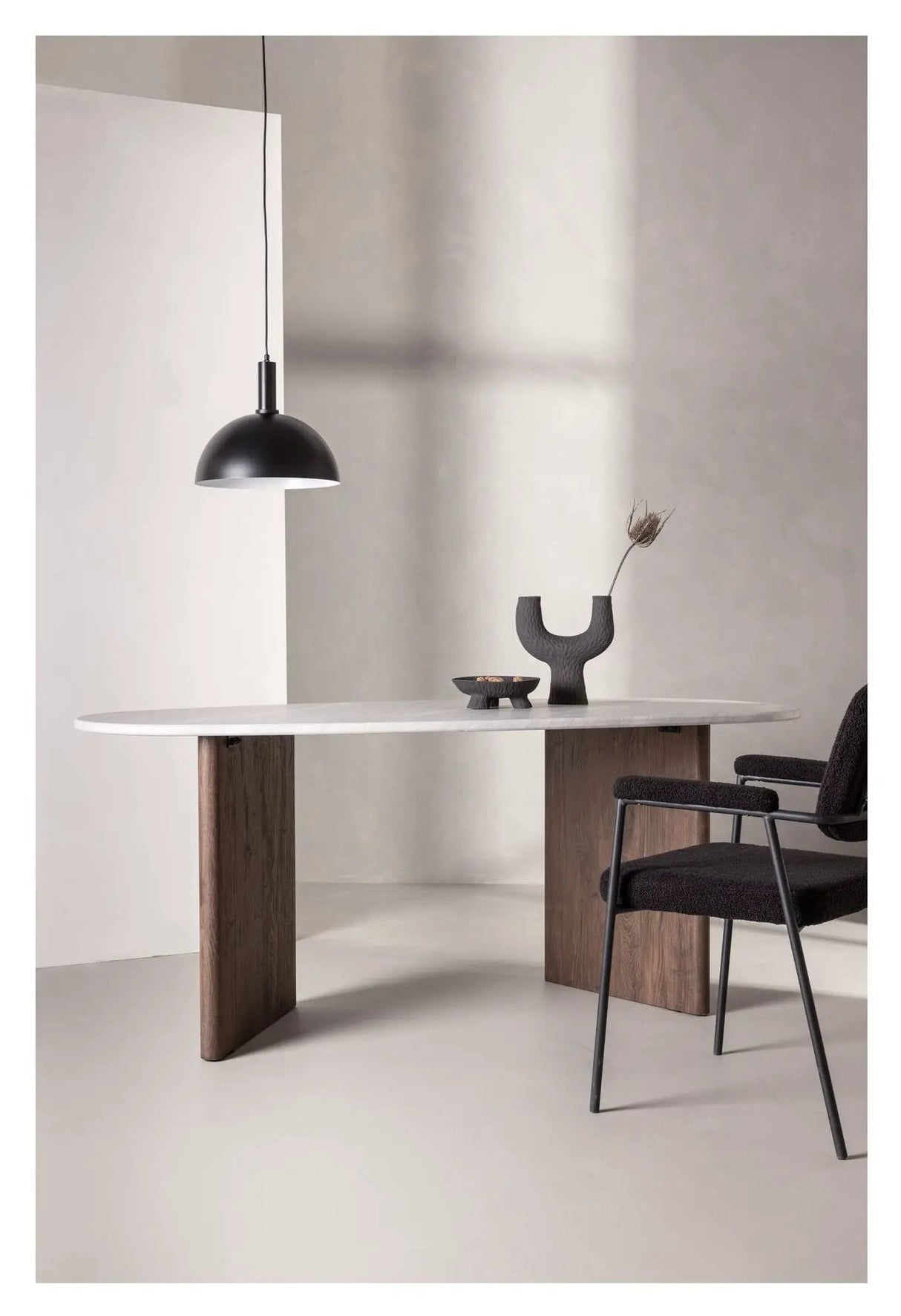 Grönvik Spisebord, 180x75, Mocca, Offwhite beton-look