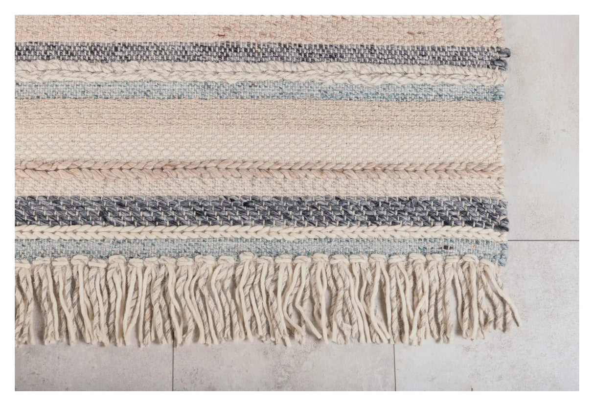 Gudha uldmix tæppe, 200x300, Beige/blue - Unoliving.com
