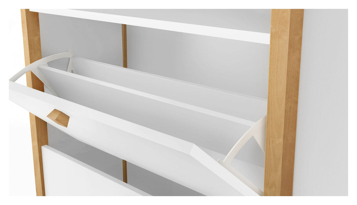 Hannover Skoskab m. 2 låger, Hvid/Eg