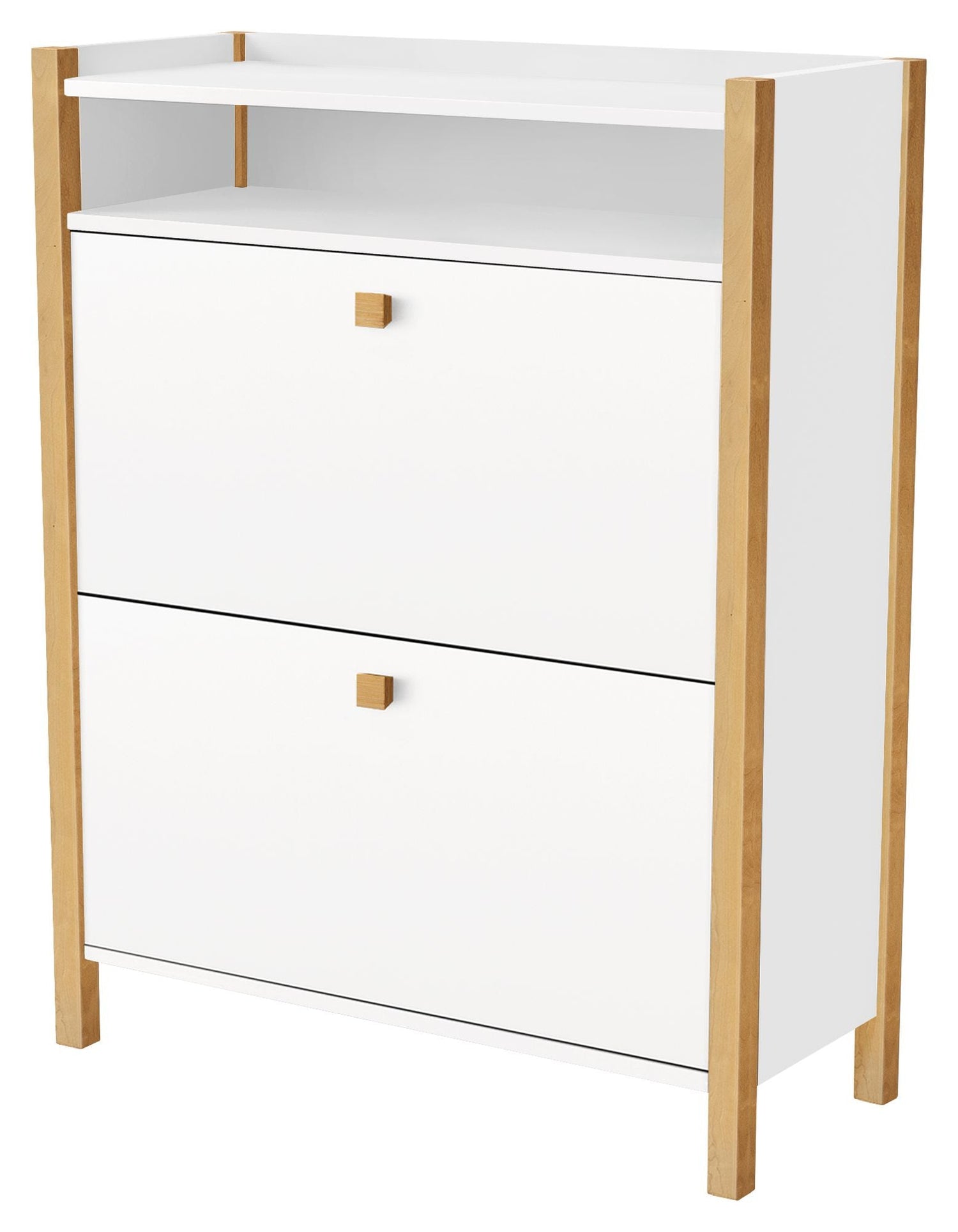 Hannover Skoskab m. 2 låger, Hvid/Eg