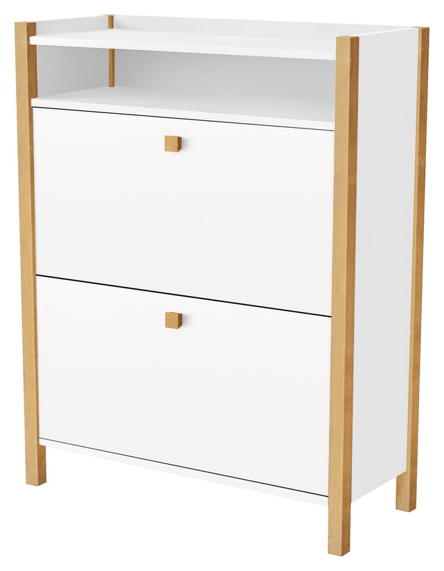 Hannover Skoskab m. 2 låger, Hvid/Eg