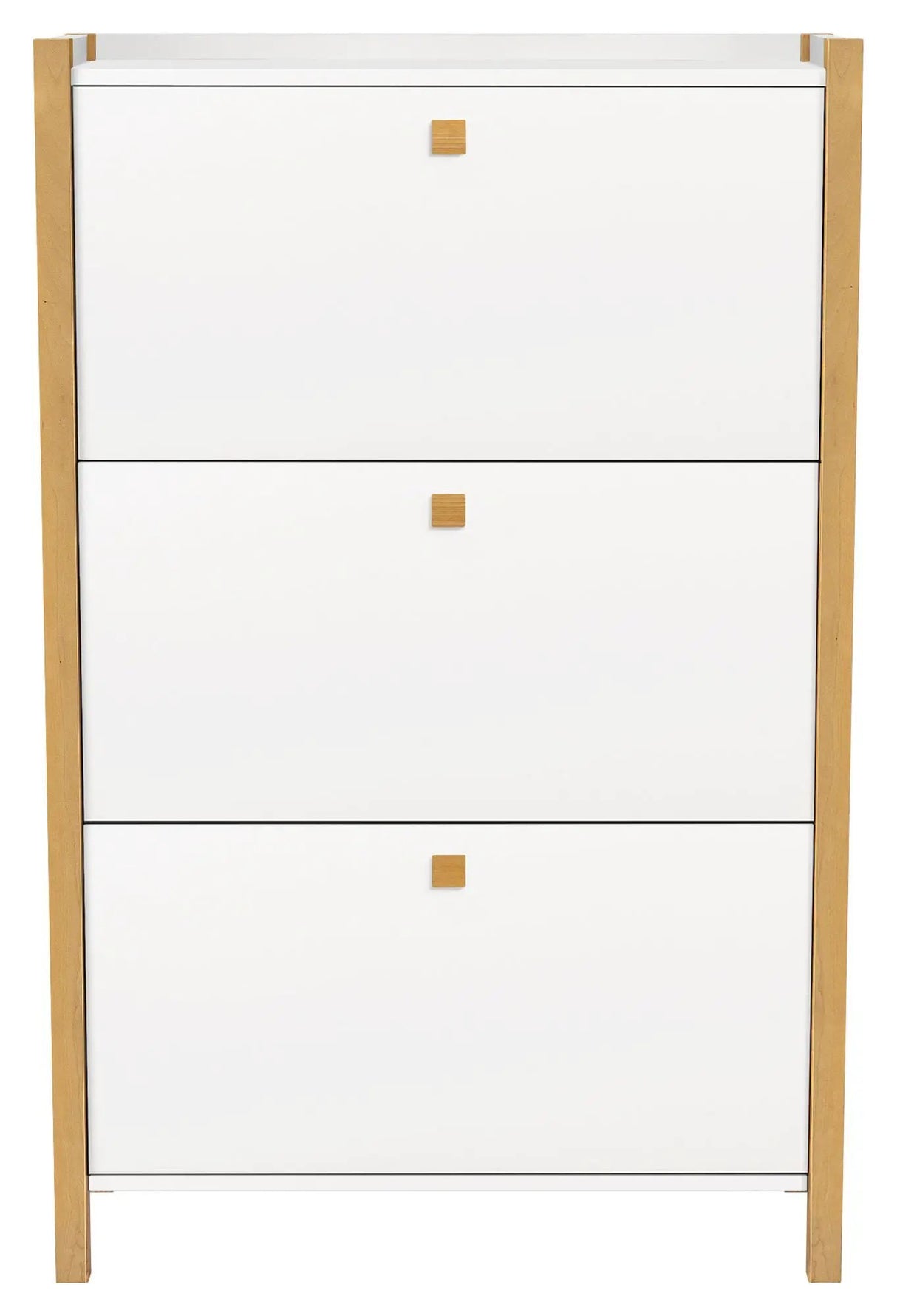 Hannover Skoskab m. 3 låger, Hvid/Eg - Unoliving.com