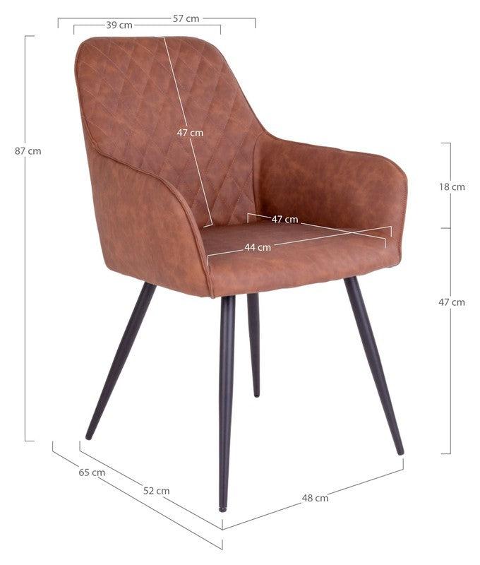 Harbo Spisebordsstol, vintage brun kunstlæder - Unoliving.com
