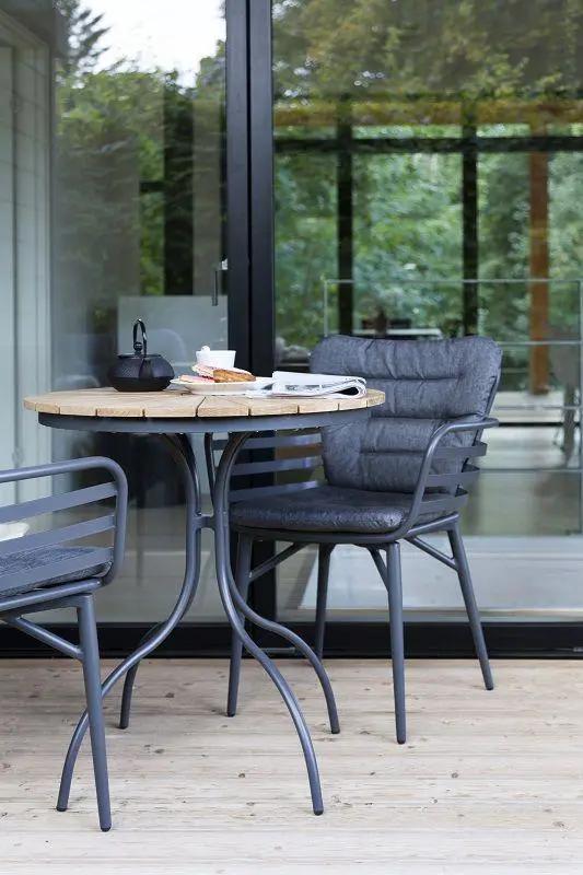 Hard & Ellen Cafébord Ø80, Antracit/teak - Unoliving.com