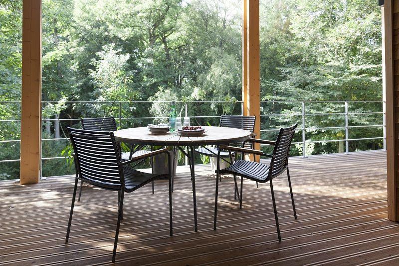 Hard & Ellen Havebord Antracit/Teak, Ø110 - Unoliving.com