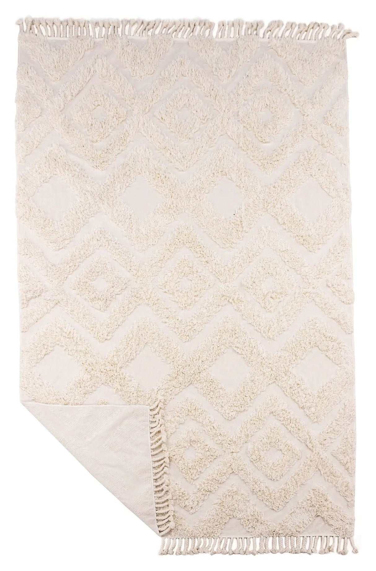 Hilma Bomuld Tæppe, 350x250 - Hvid - Unoliving.com
