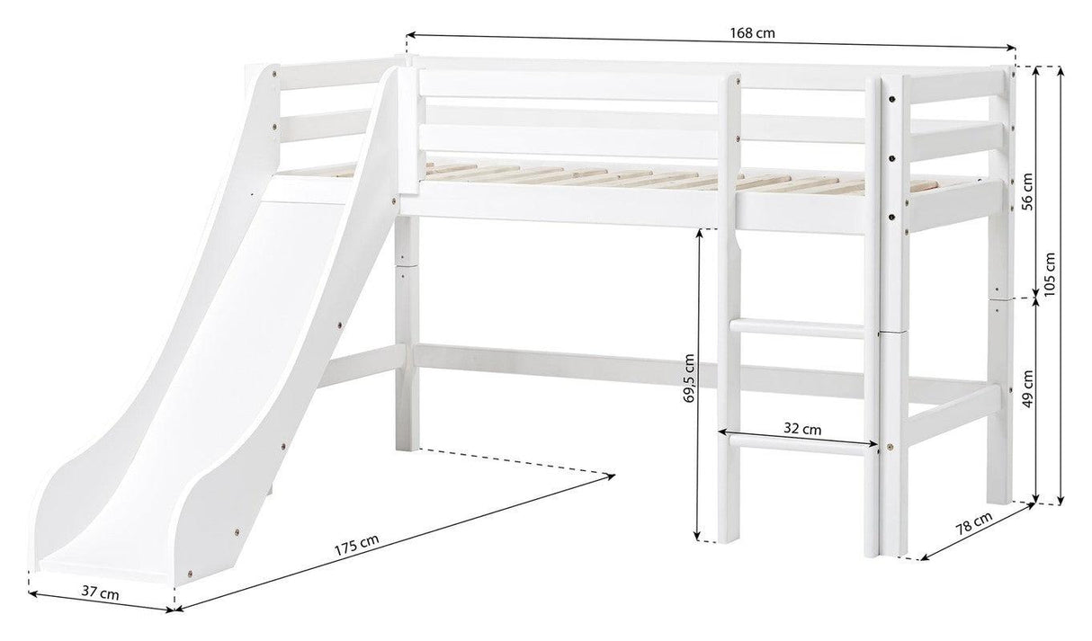 Hoppekids ECO Dream Halvhøj seng 70x160 - Hvid - Unoliving.com