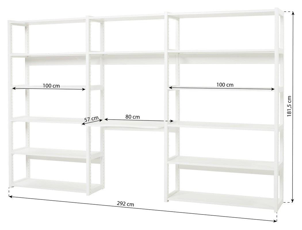 Hoppekids Storey Reol - 3 sektioner m/14 hylder og skriveplade - Unoliving.com