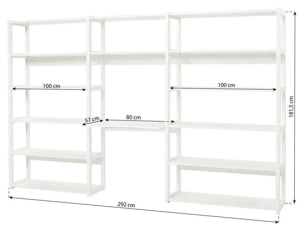 Hoppekids Storey Reol - 3 sektioner m/14 hylder og skriveplade - Unoliving.com