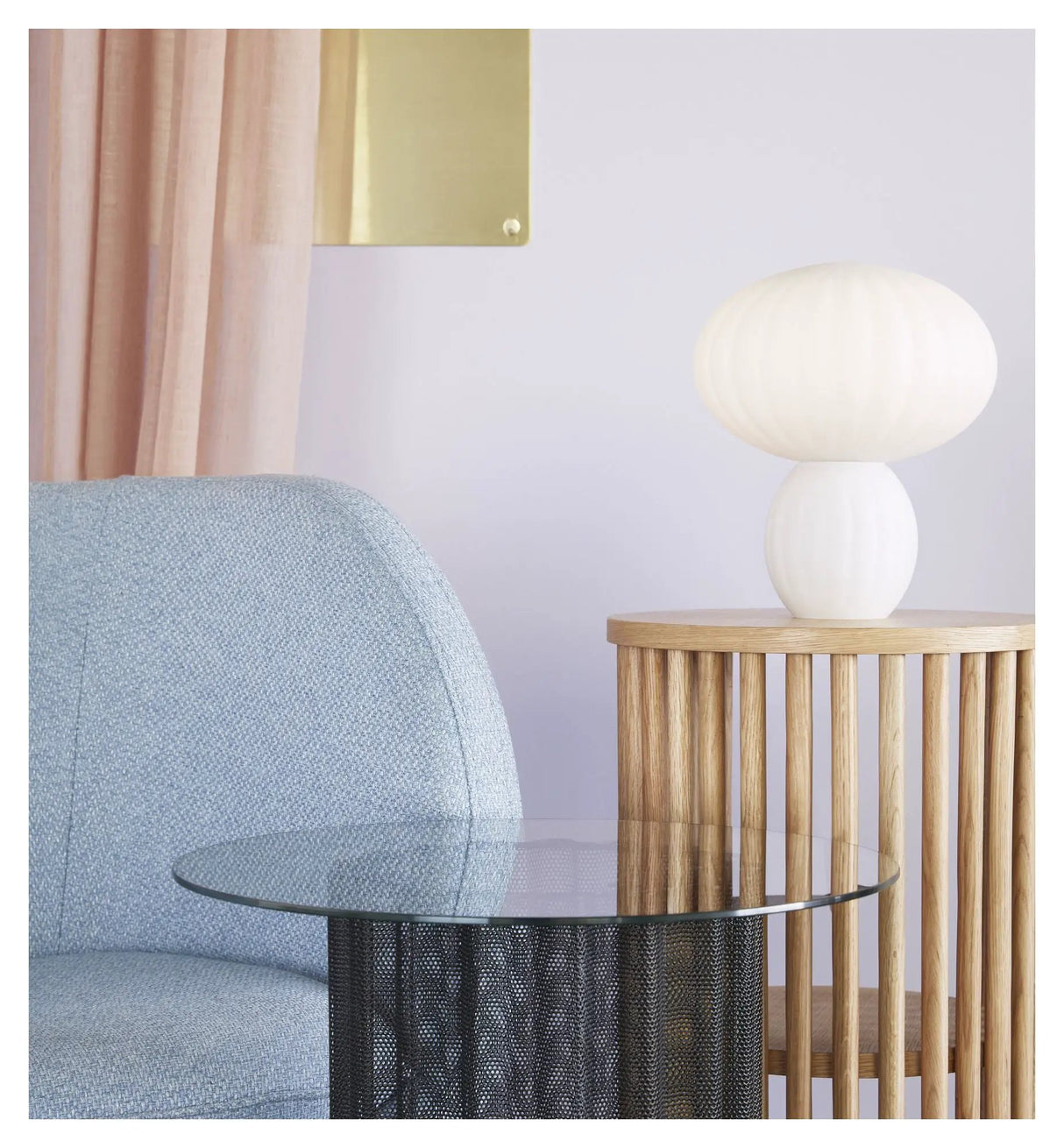 Hübsch Kumu Bordlampe, glas, opal hvid