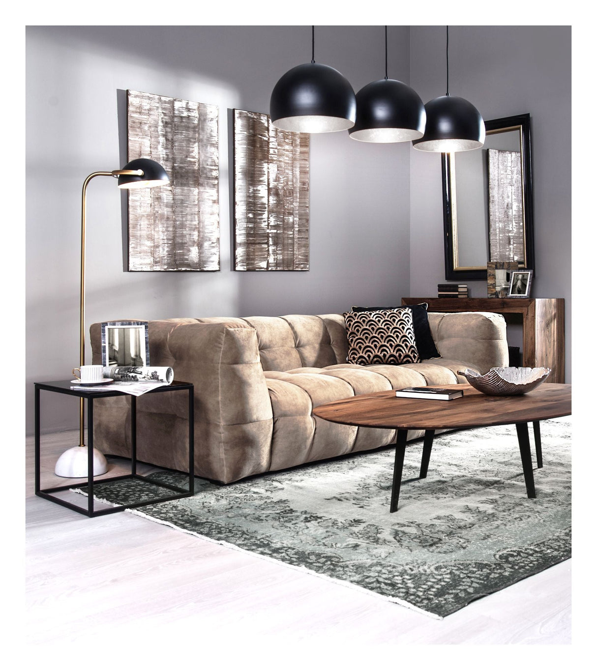 Hudson Sofa - beige m. sorte ben - Unoliving.com