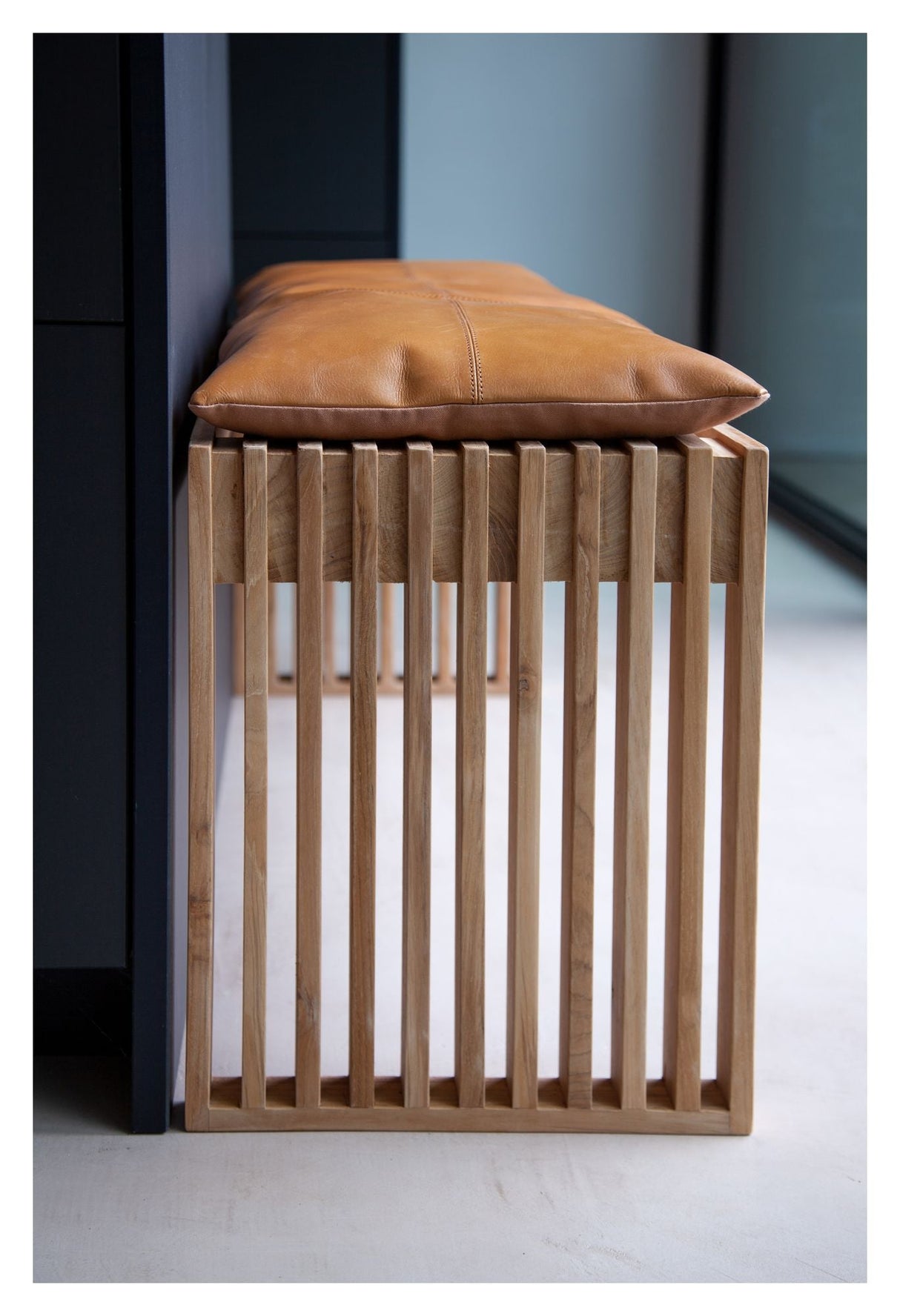 Hynde til Rib bænk B: 104cm, Lysebrun læder - Unoliving.com