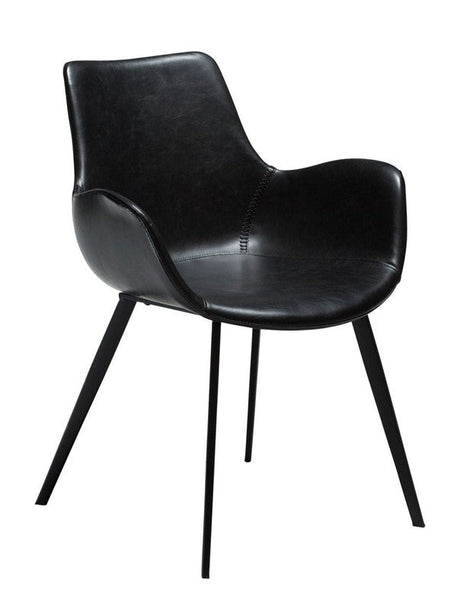 Hype Armstol, vintage sort kunstlæder/sorte ben - Unoliving.com