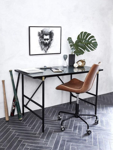 Hype Kontorstol, vintage lysebrun kunstlæder/sort base - Unoliving.com
