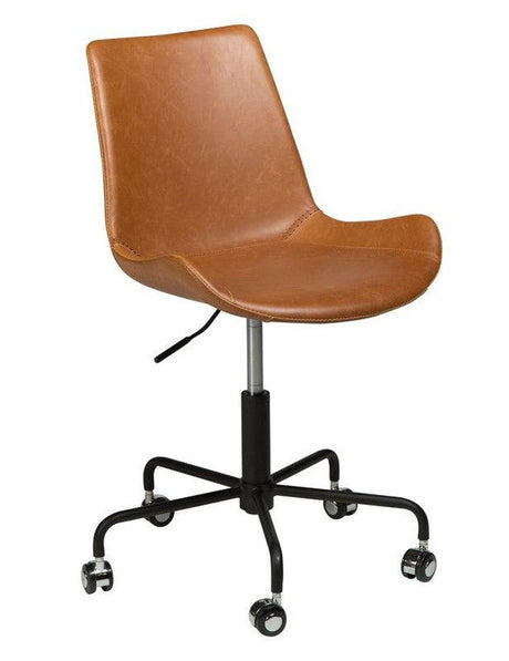 Hype Kontorstol, vintage lysebrun kunstlæder/sort base - Unoliving.com