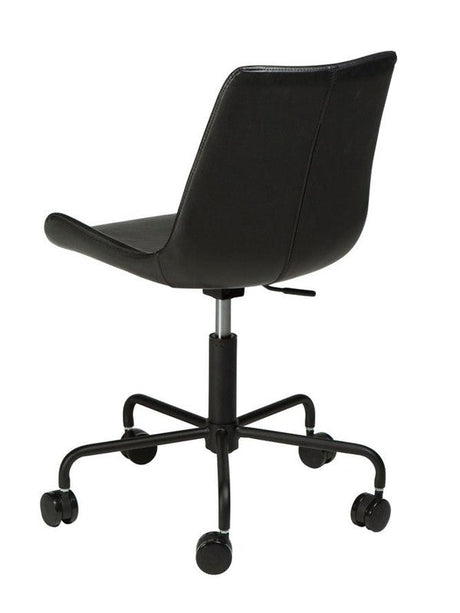 Hype Kontorstol, vintage sort kunstlæder/sort base - Unoliving.com