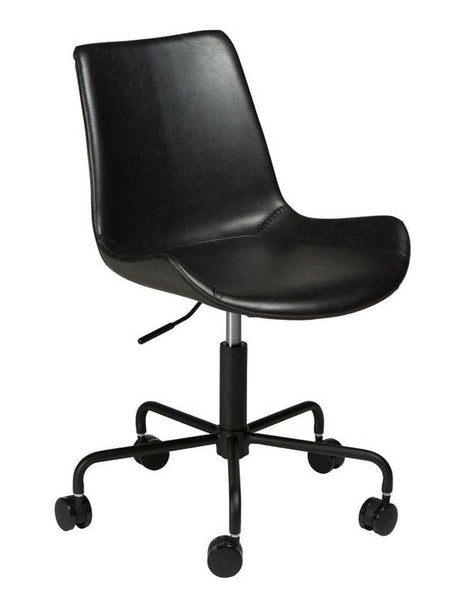 Hype Kontorstol, vintage sort kunstlæder/sort base - Unoliving.com