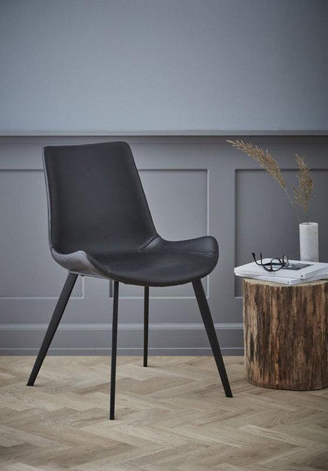 Hype Spisebordsstol, Vintage sort kunstlæder - Unoliving.com