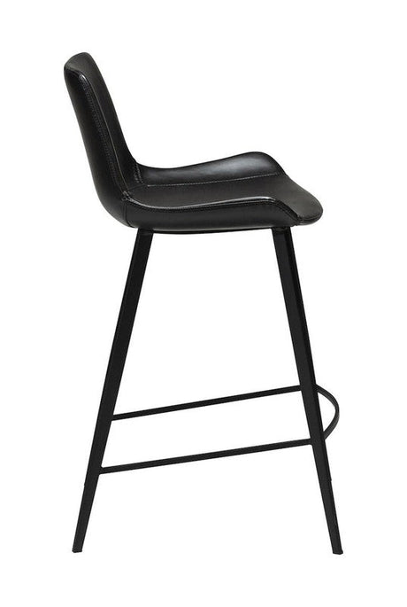 Hype barstol, vintage sort kunstlæder, sorte ben, SH: 65cm - Unoliving.com