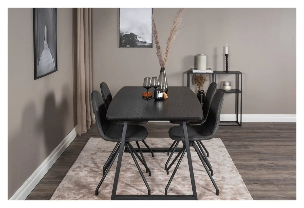 Inca Spisebord m. udtræk, Sort, 160x85