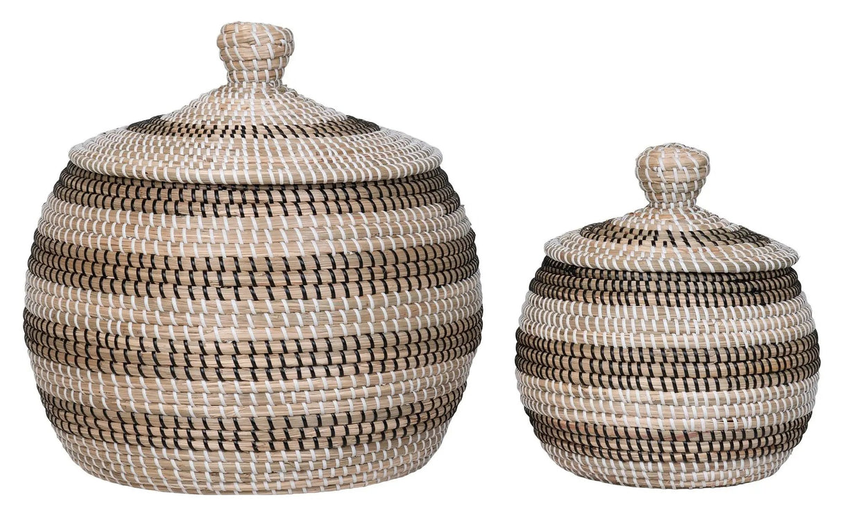 Ipoh, Kurv sæt af 2, natur/hvid/sort
