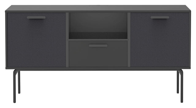 Keep AV Skab på sokkel med 2 skuffer og 2 stof låger, Sort - Unoliving.com